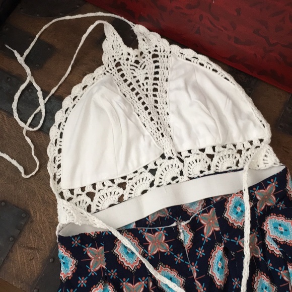 Kiss The Sky Crochet Top Print Festival Dress - Picture 4 of 8